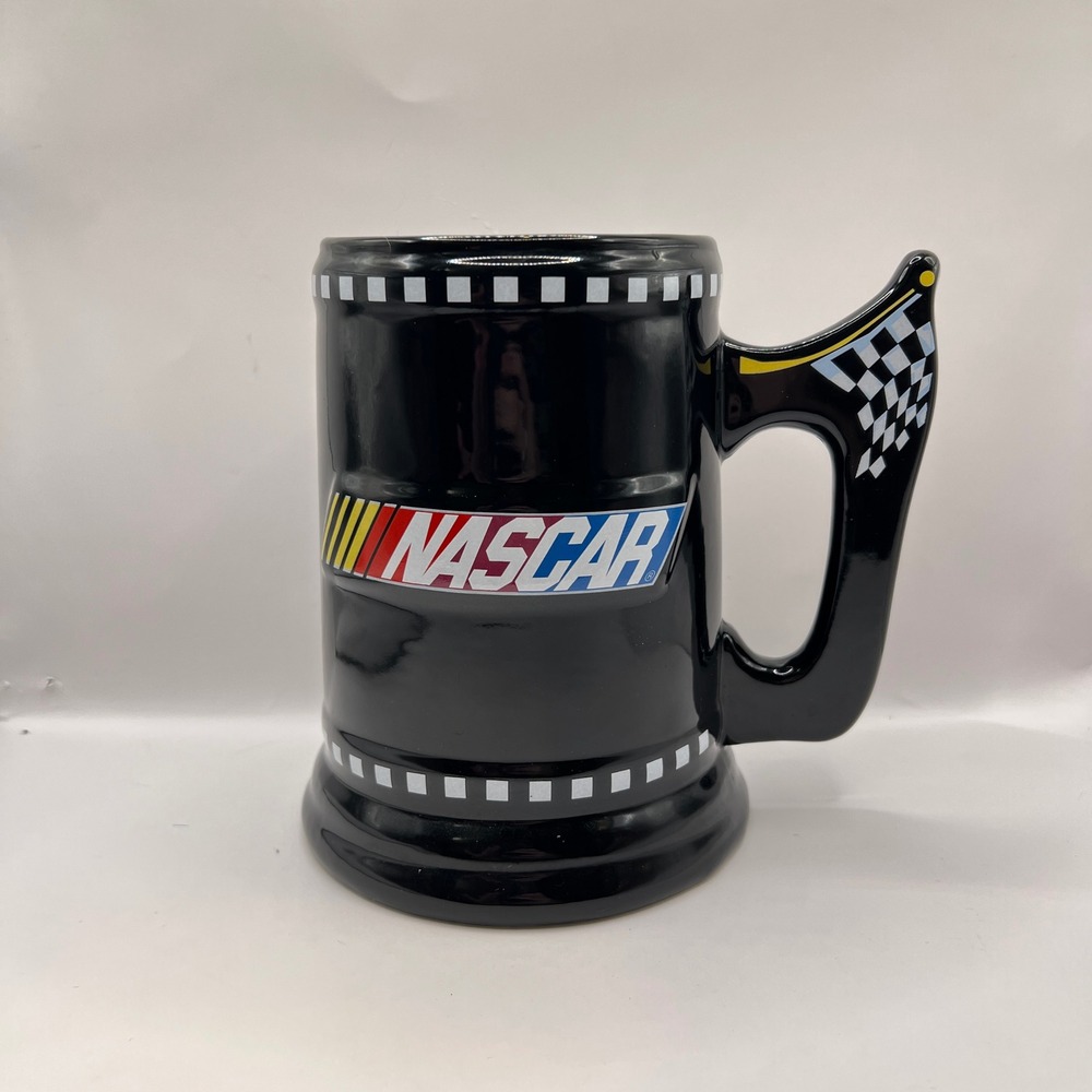 NASCAR 2003 Mug Tankard Style Black Racing‎ Checkered Flag Handle